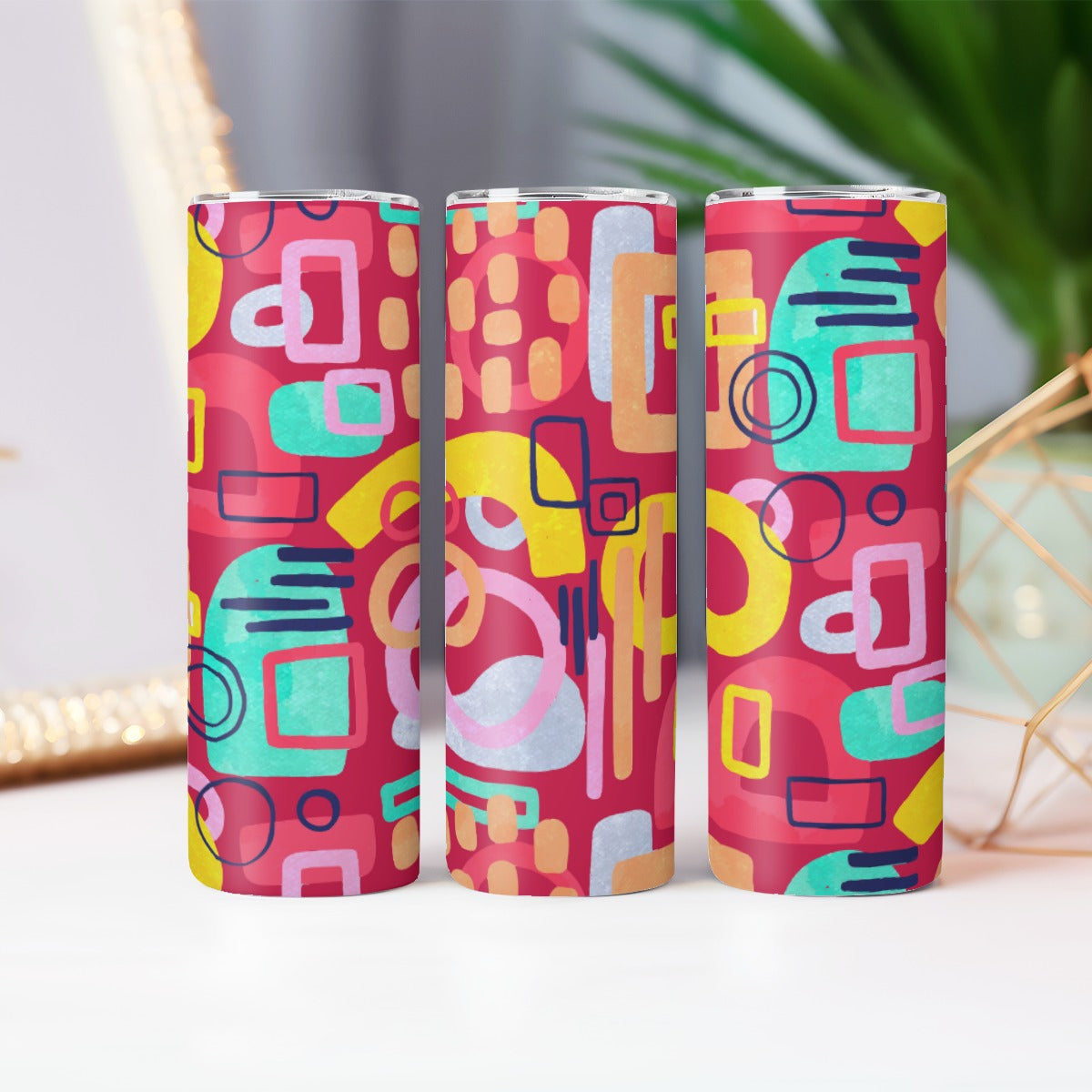 Red Pop Art Retro Pattern - Custom 20OZ Straight Cup With Sliding Lid