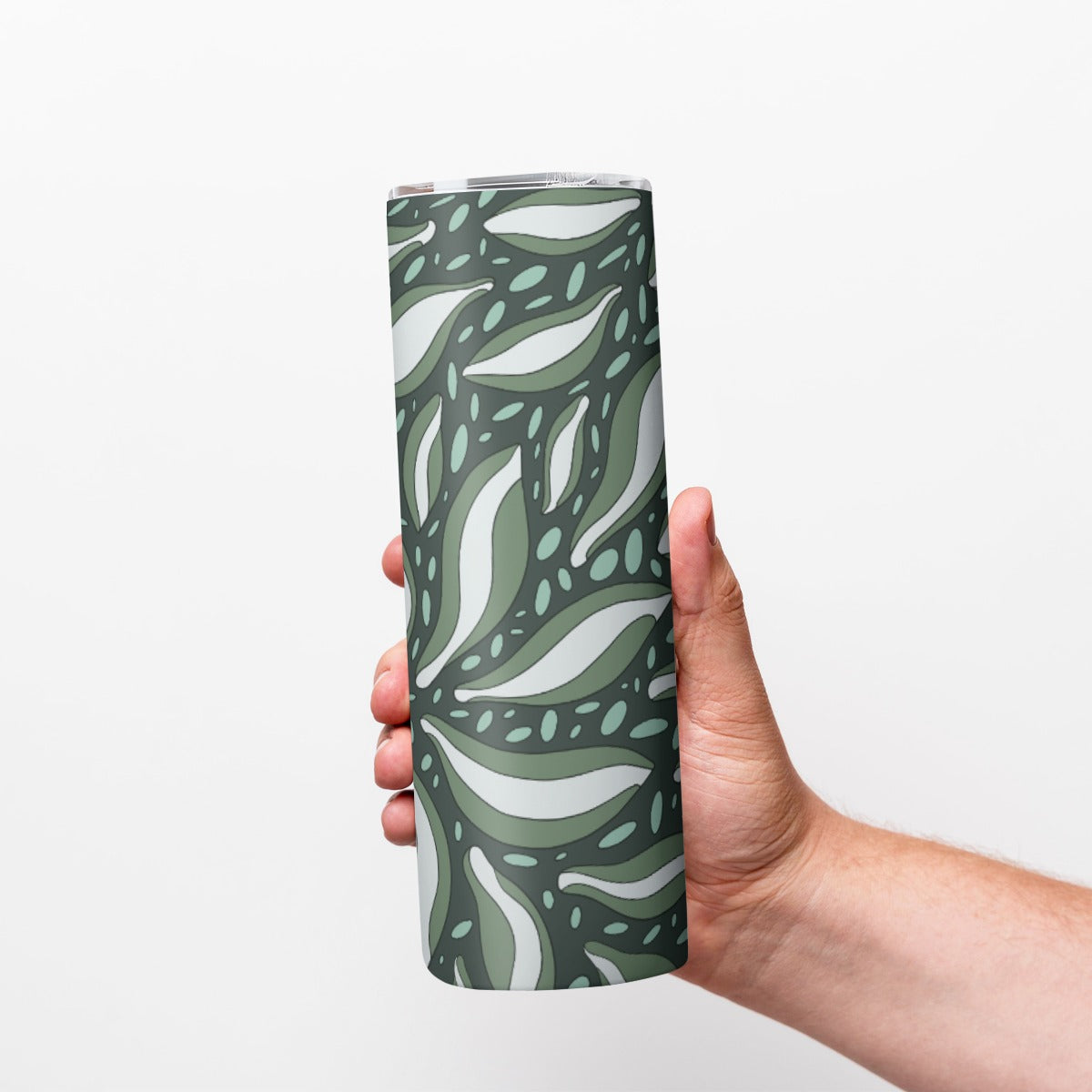 Green Tropical Leaf Pattern - Custom 20OZ Straight Cup With Sliding Lid