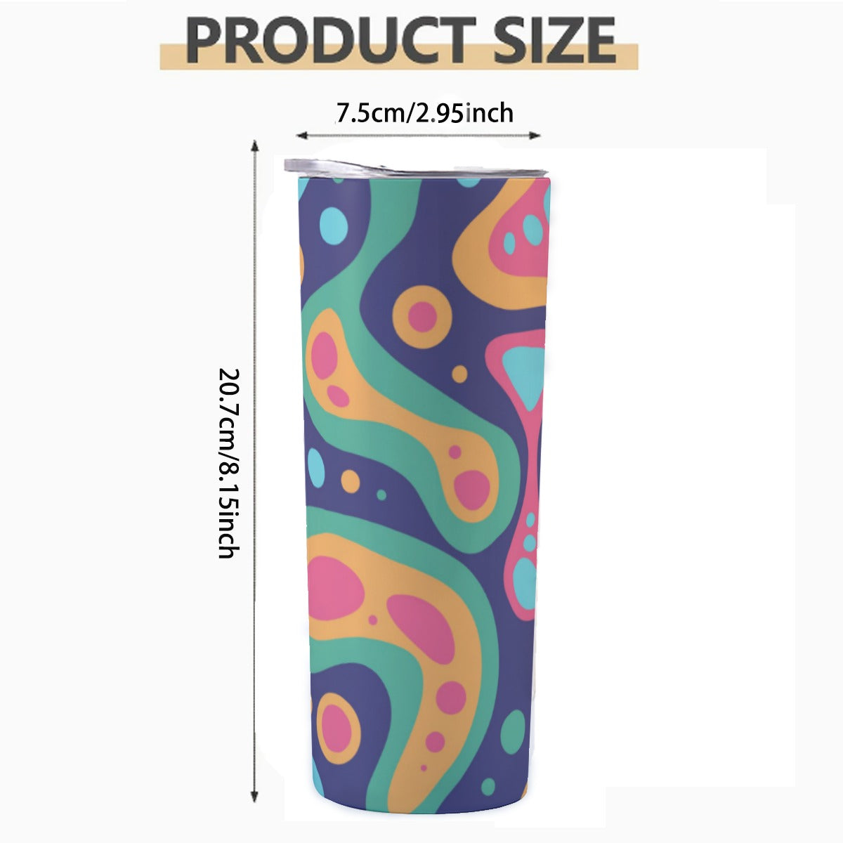 Organic Flowing Blob Shapes Pattern - Custom 20OZ Straight Cup With Sliding Lid