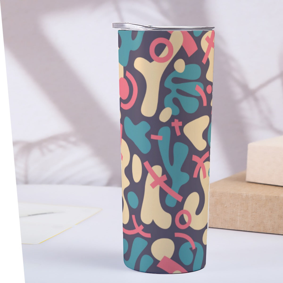 Abstract Retro Shapes Pattern - Custom 20OZ Straight Cup With Sliding Lid