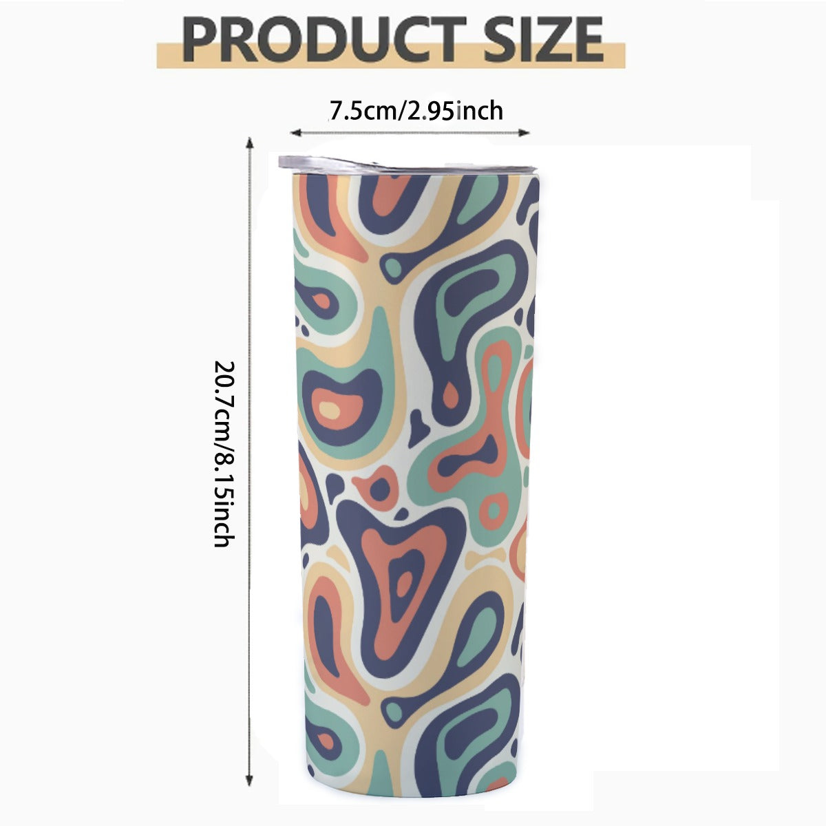 Vintage Topographic Map Contours - Custom 20OZ Straight Cup With Sliding Lid