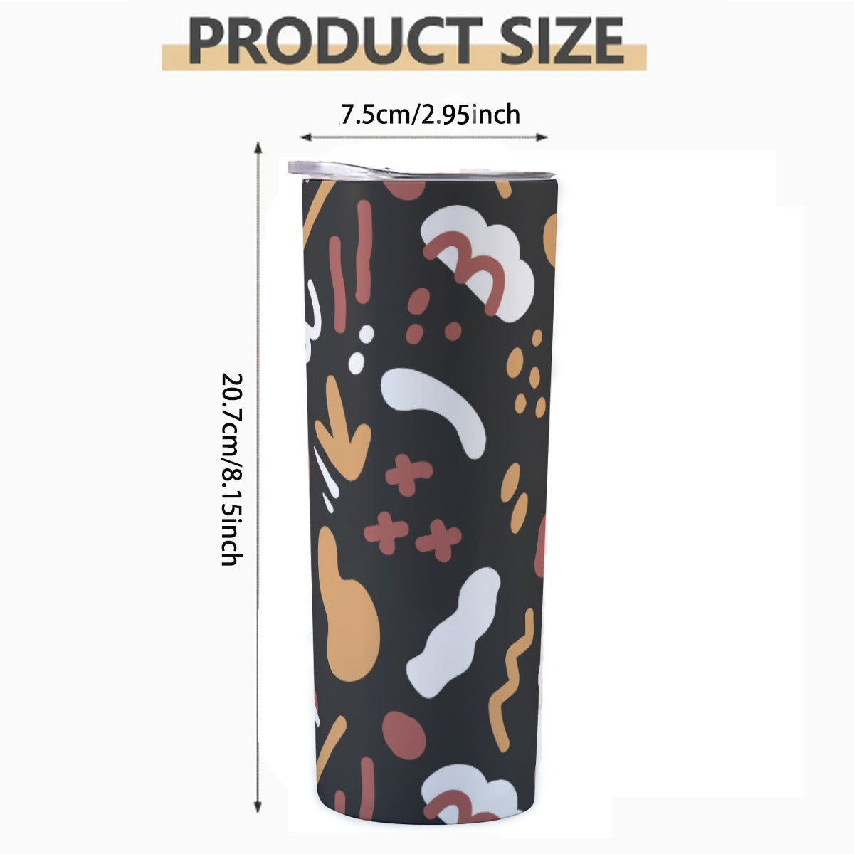 Earthy Tribal Symbols Pattern - Custom 20OZ Straight Cup With Sliding Lid