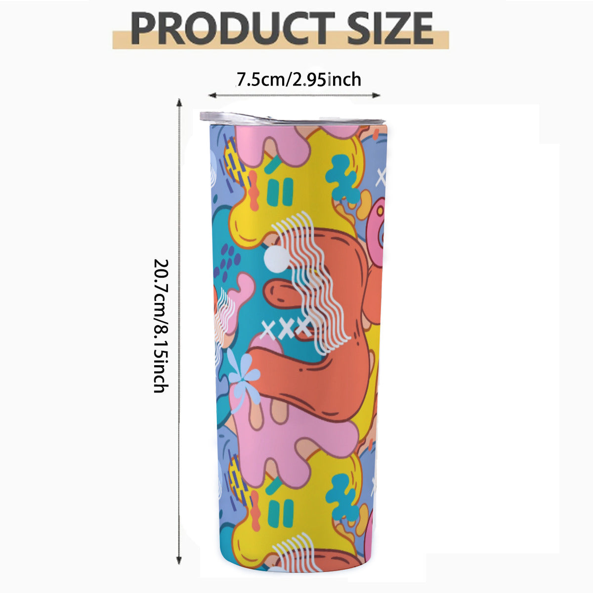 Energetic Street Art Splatter - Custom 20OZ Straight Cup With Sliding Lid