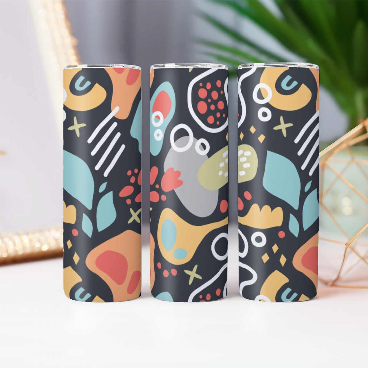 Modern Abstract Organic Pattern - Custom 20OZ Straight Cup With Sliding Lid