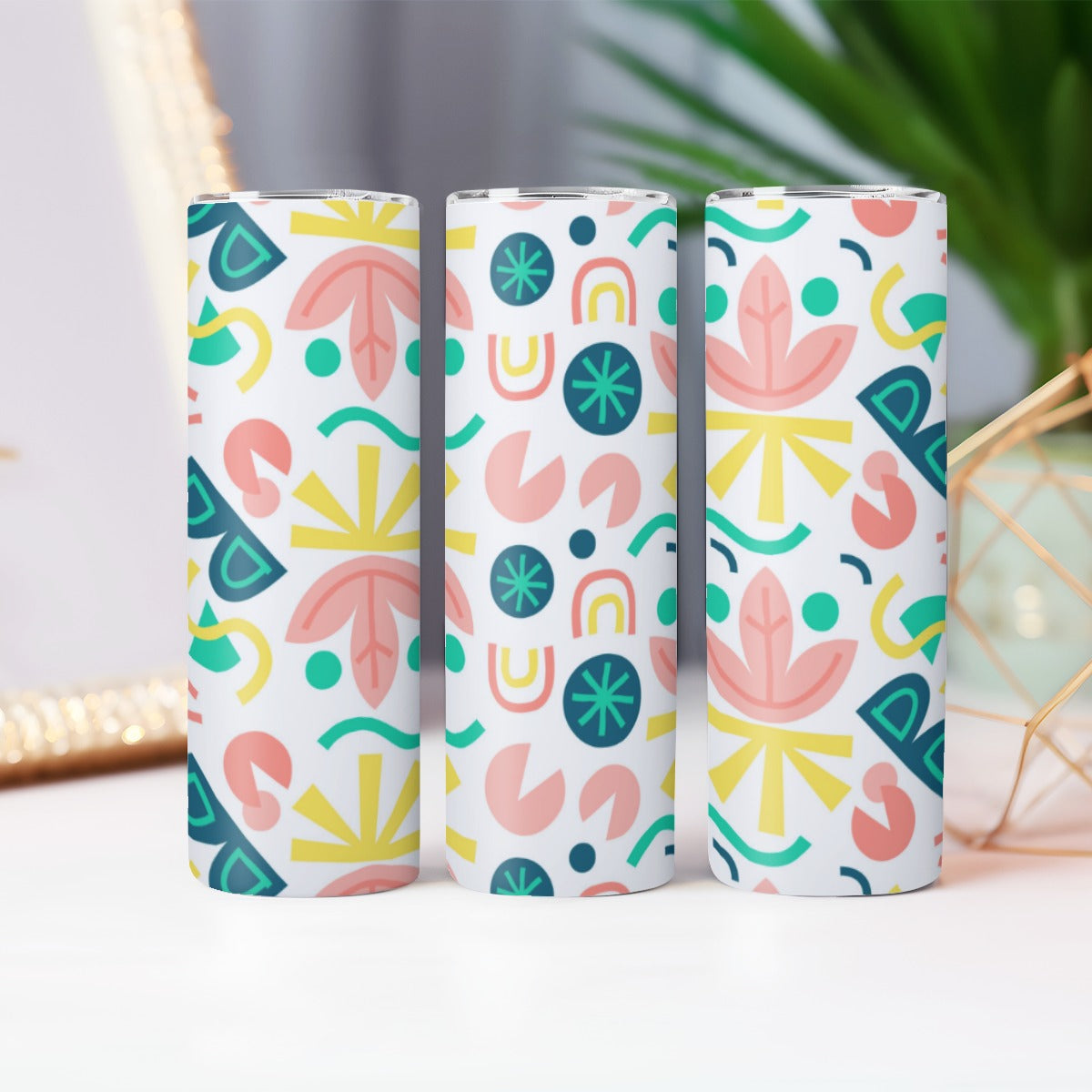 Minimalist Tropical Leaf Scatter - Custom 20OZ Straight Cup With Sliding Lid