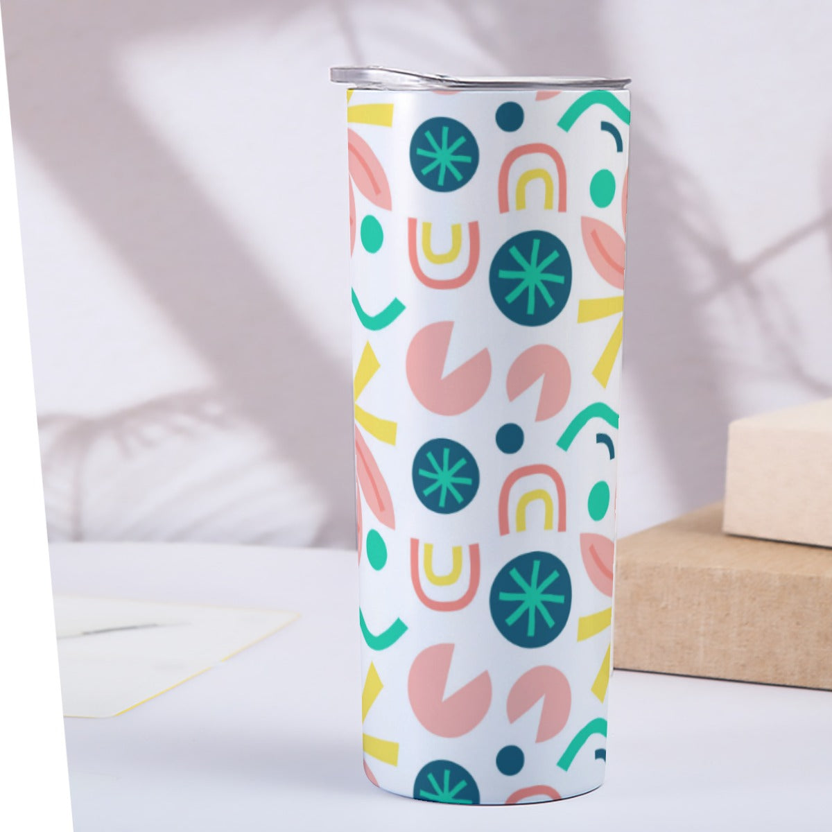 Minimalist Tropical Leaf Scatter - Custom 20OZ Straight Cup With Sliding Lid