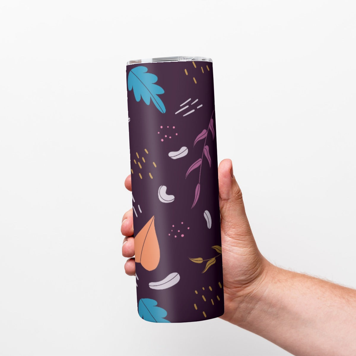 Dark Tropical Leaves Pattern - Custom 20OZ Straight Cup With Sliding Lid