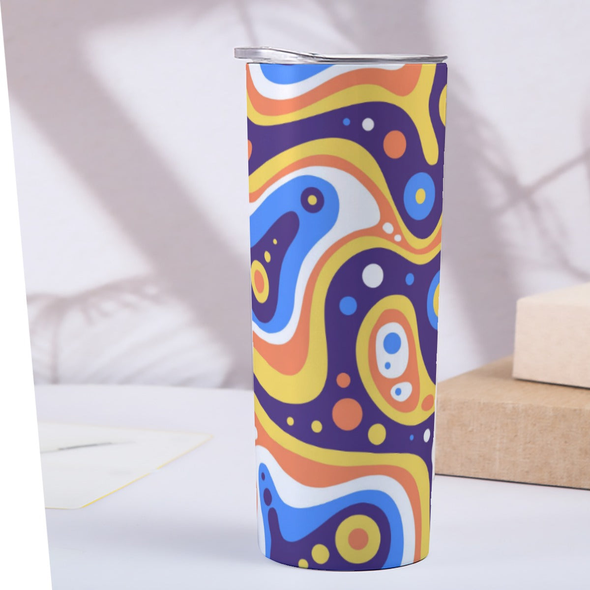 Colorful Tribal Wave Pattern - Custom 20OZ Straight Cup With Sliding Lid
