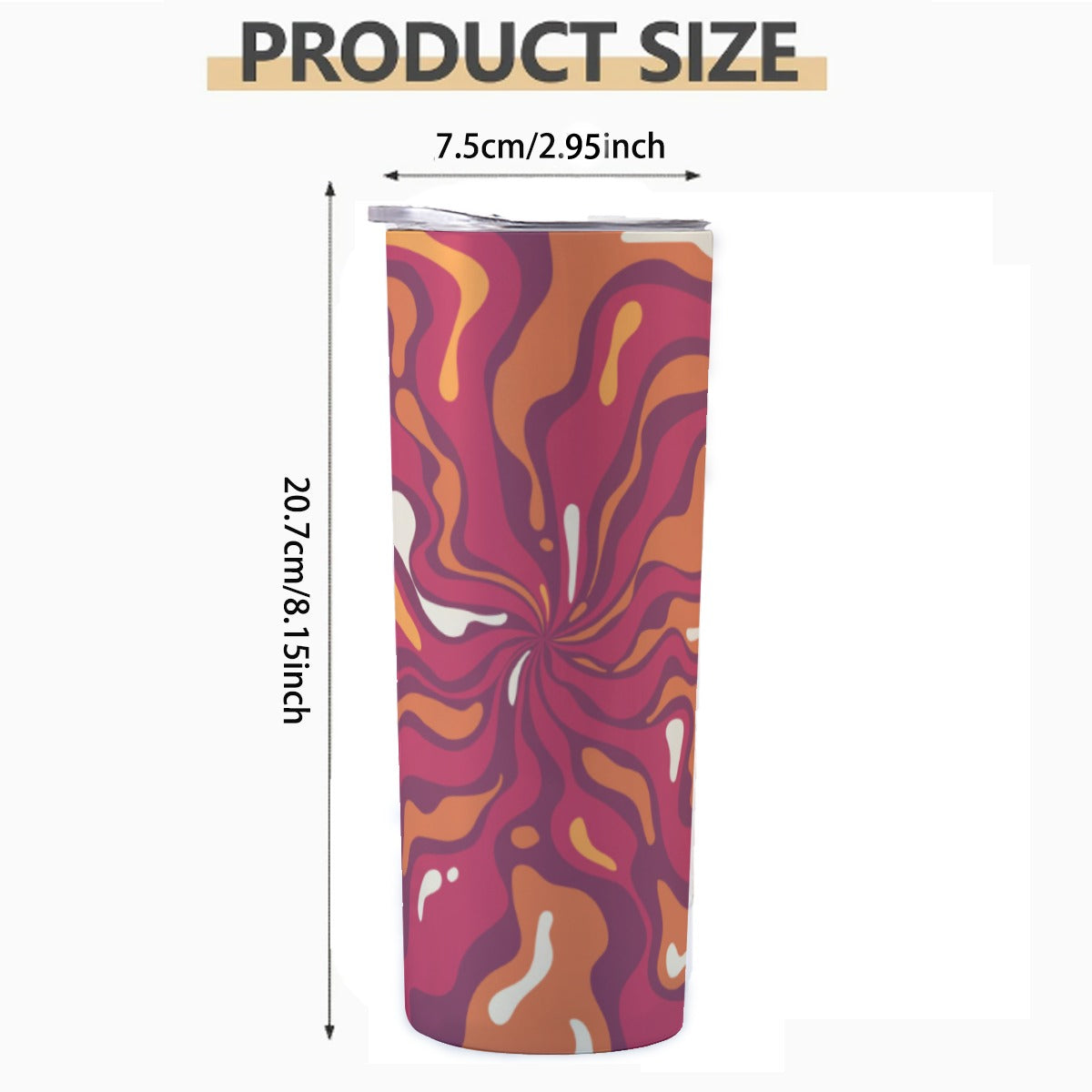 Warm Sunset Fluid Swirls Pattern - Custom 20OZ Straight Cup With Sliding Lid