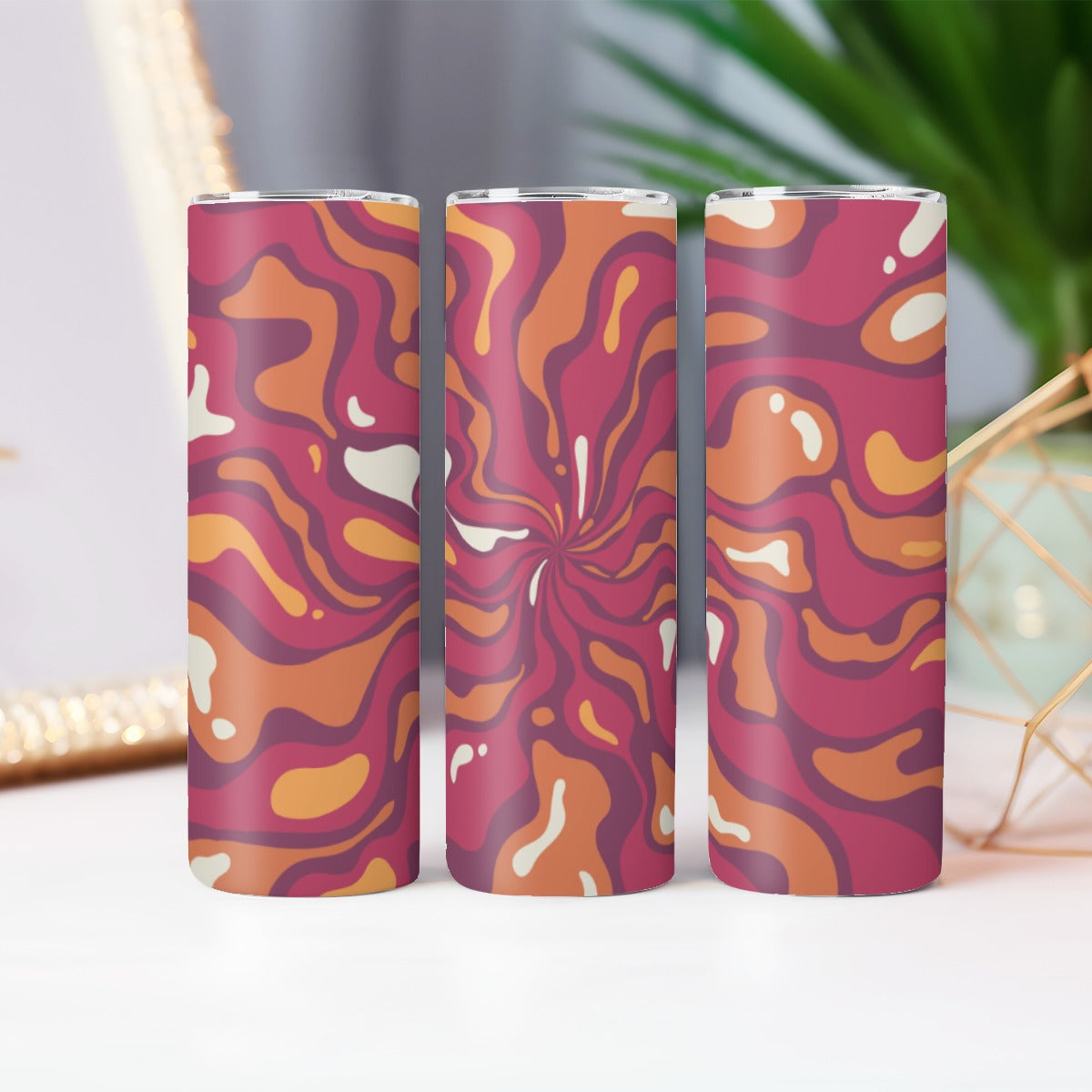 Warm Sunset Fluid Swirls Pattern - Custom 20OZ Straight Cup With Sliding Lid