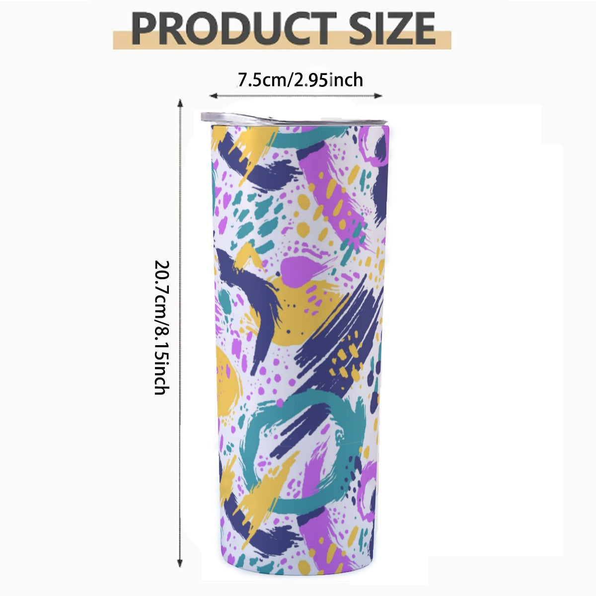 Abstract Paint Splash Confetti Pattern - Custom 20OZ Straight Cup With Sliding Lid
