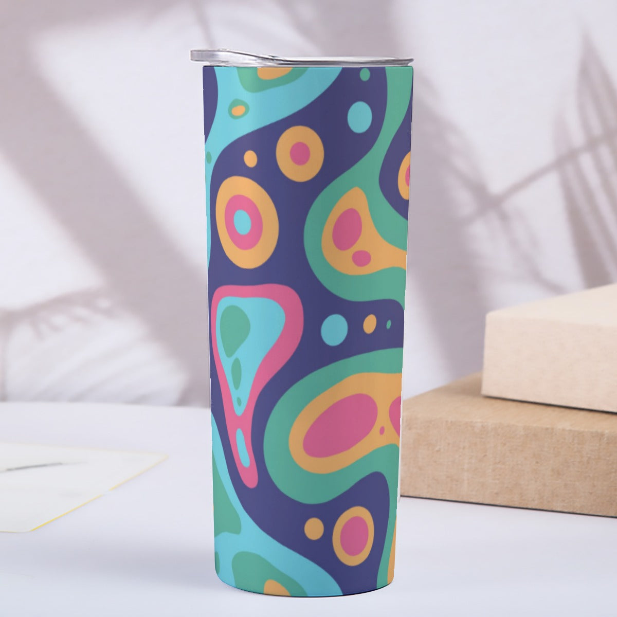 Organic Flowing Blob Shapes Pattern - Custom 20OZ Straight Cup With Sliding Lid