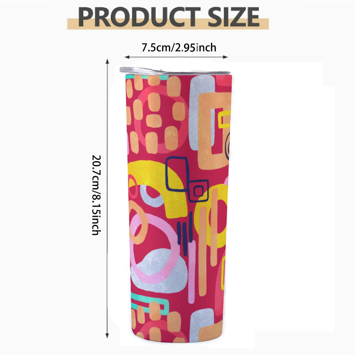Red Pop Art Retro Pattern - Custom 20OZ Straight Cup With Sliding Lid