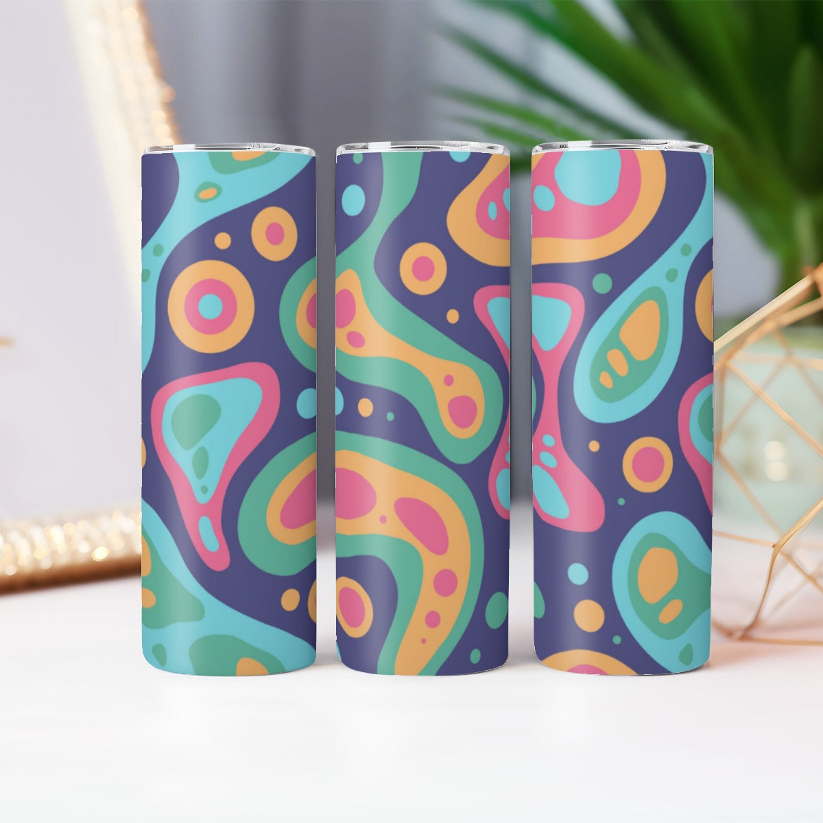 Organic Flowing Blob Shapes Pattern - Custom 20OZ Straight Cup With Sliding Lid