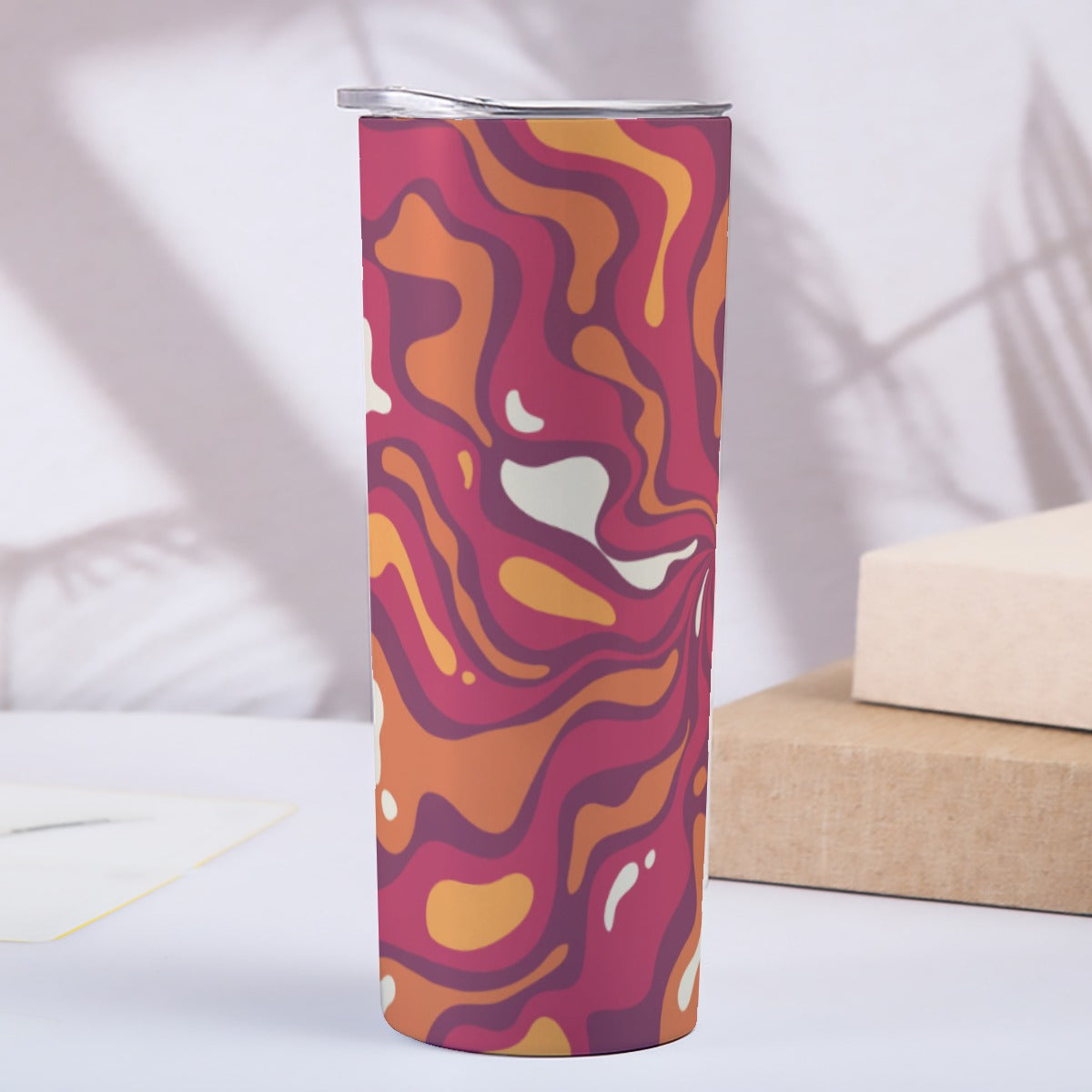 Warm Sunset Fluid Swirls Pattern - Custom 20OZ Straight Cup With Sliding Lid