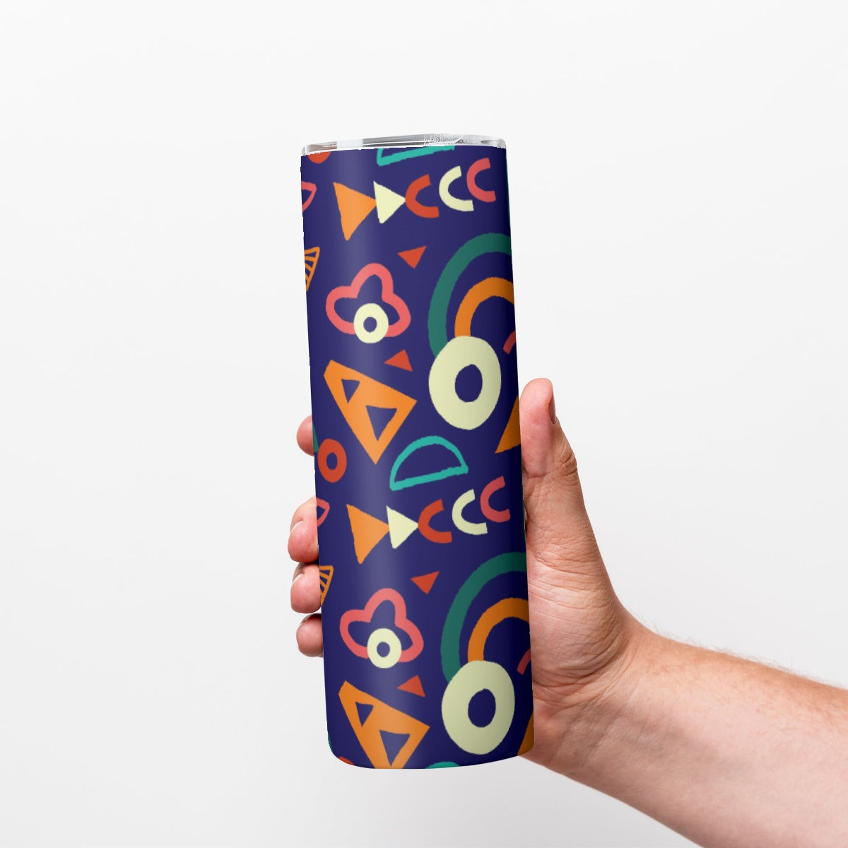 Nineties Geometric Fun Shapes - Custom 20OZ Straight Cup With Sliding Lid