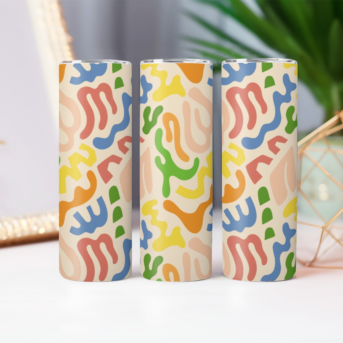 Matisse Inspired Cutout Shapes - Custom 20OZ Straight Cup With Sliding Lid