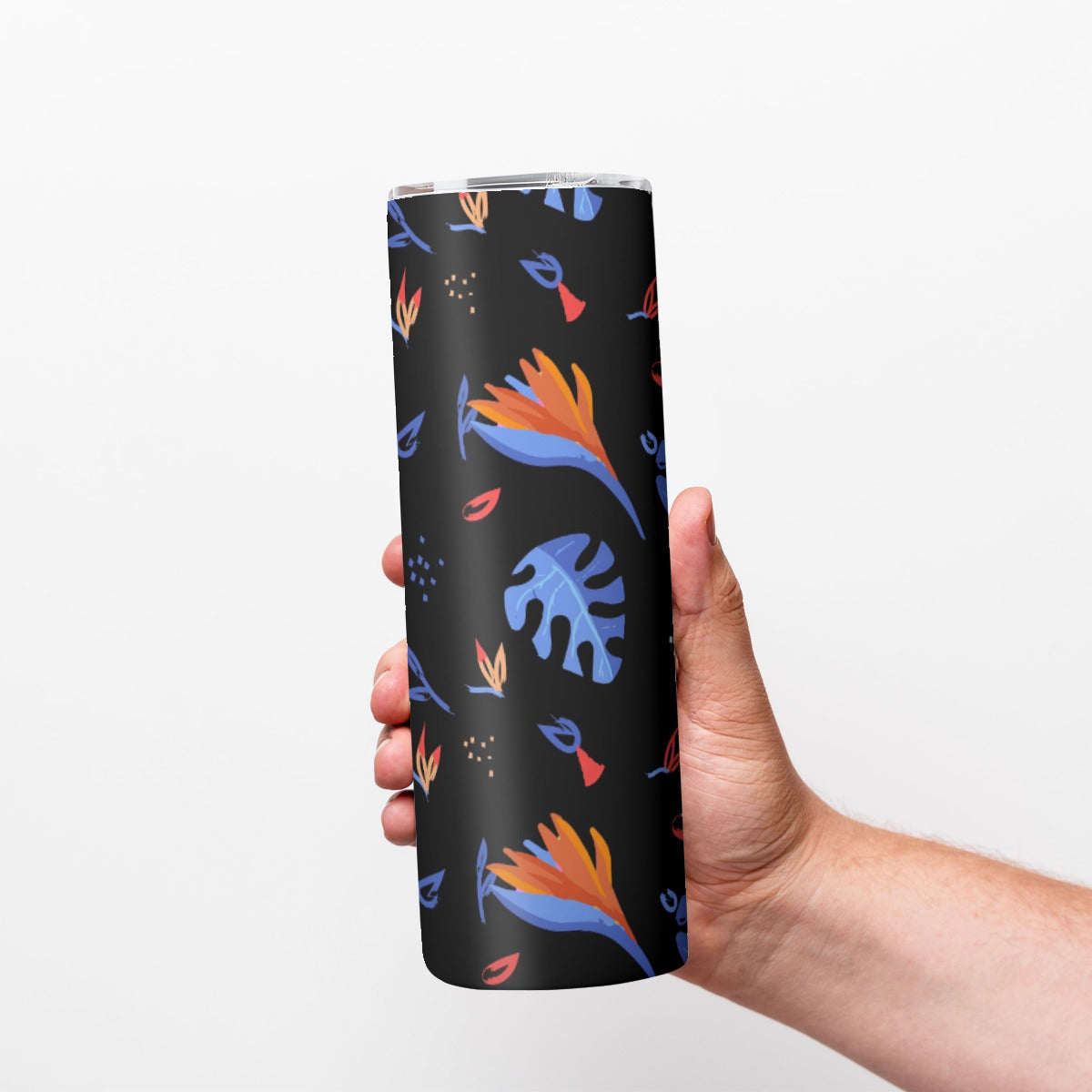 Midnight Garden Floating Leaves Pattern - Custom 20OZ Straight Cup With Sliding Lid