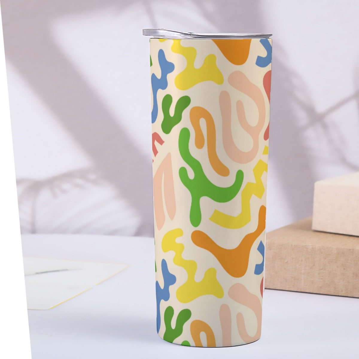 Matisse Inspired Cutout Shapes - Custom 20OZ Straight Cup With Sliding Lid