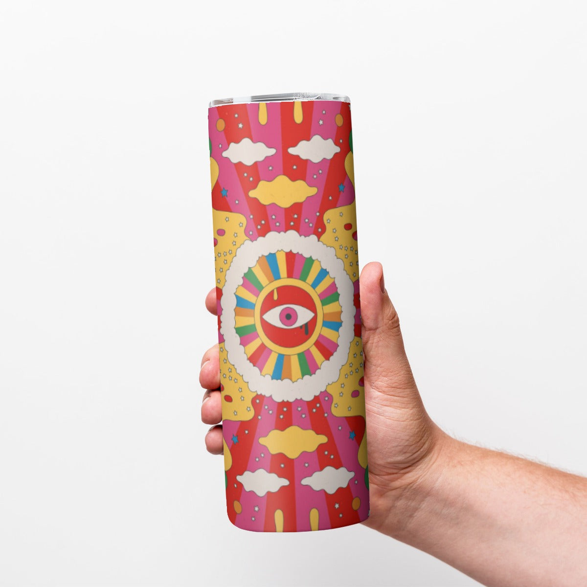 Retro Psychedelic Swirl Pattern - Custom 20OZ Straight Cup With Sliding Lid