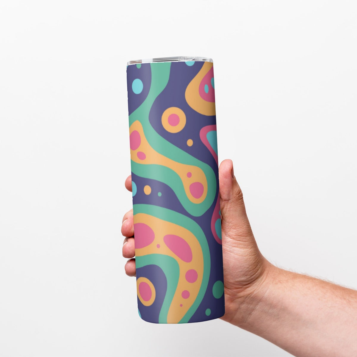 Organic Flowing Blob Shapes Pattern - Custom 20OZ Straight Cup With Sliding Lid