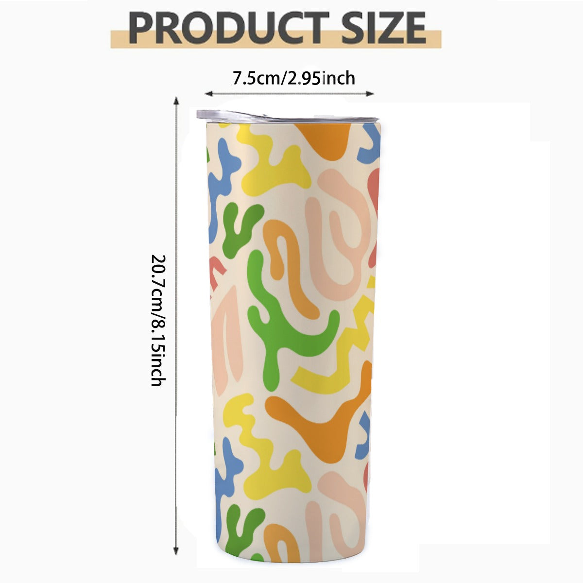 Matisse Inspired Cutout Shapes - Custom 20OZ Straight Cup With Sliding Lid