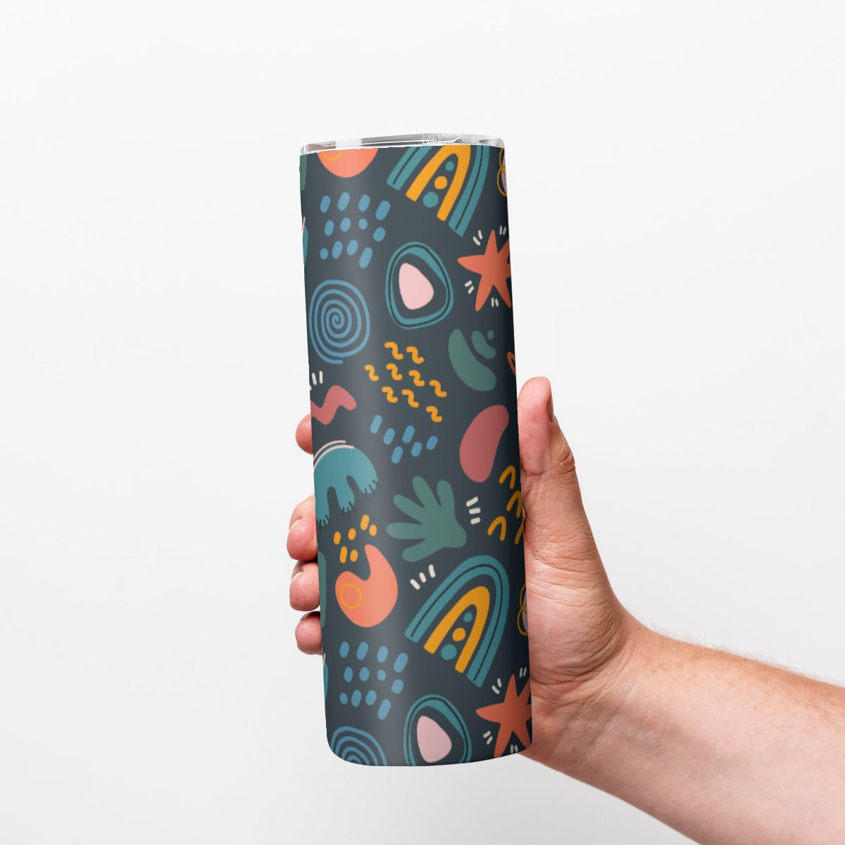 Dark Abstract Nature Motifs Pattern - Custom 20OZ Straight Cup With Sliding Lid