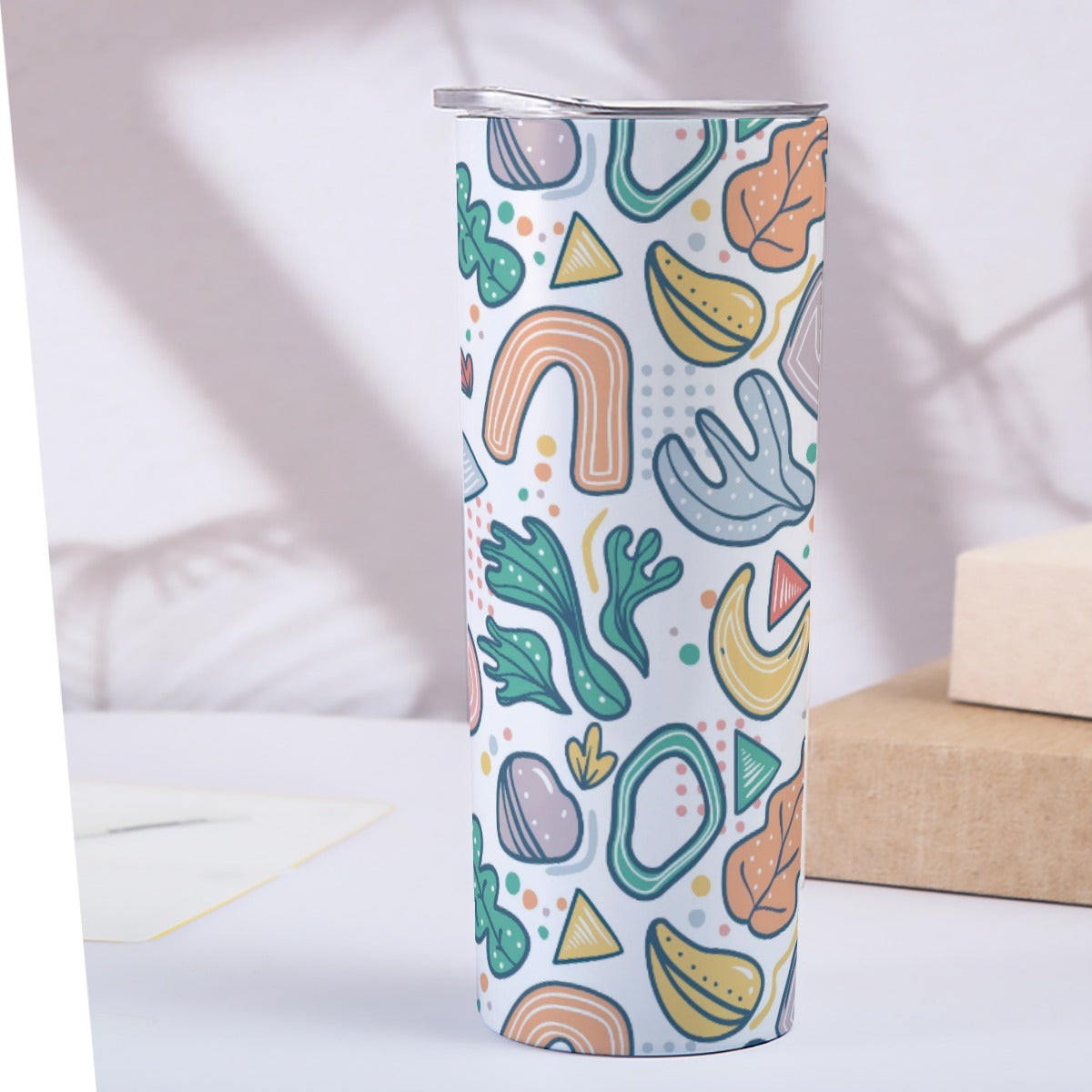 Soft Abstract Nature Doodles - Custom 20OZ Straight Cup With Sliding Lid