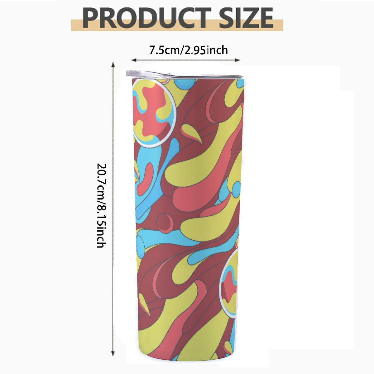 Groovy Waves Lava Lamp Pattern - Custom 20OZ Straight Cup With Sliding Lid