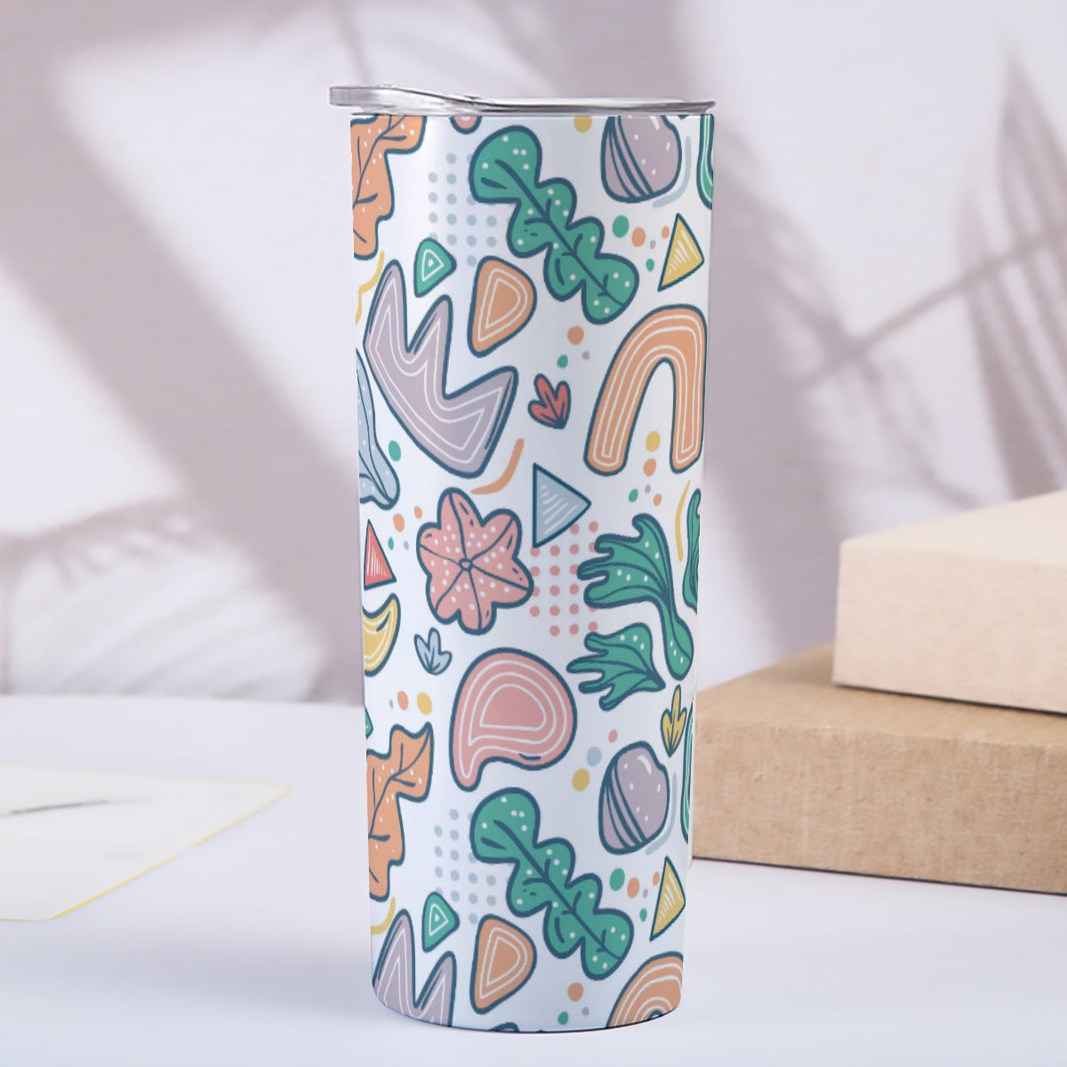 Soft Abstract Nature Doodles - Custom 20OZ Straight Cup With Sliding Lid
