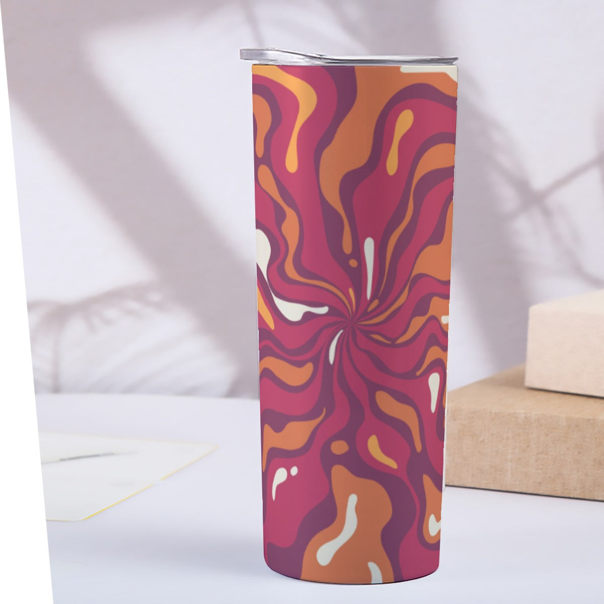 Warm Sunset Fluid Swirls Pattern - Custom 20OZ Straight Cup With Sliding Lid