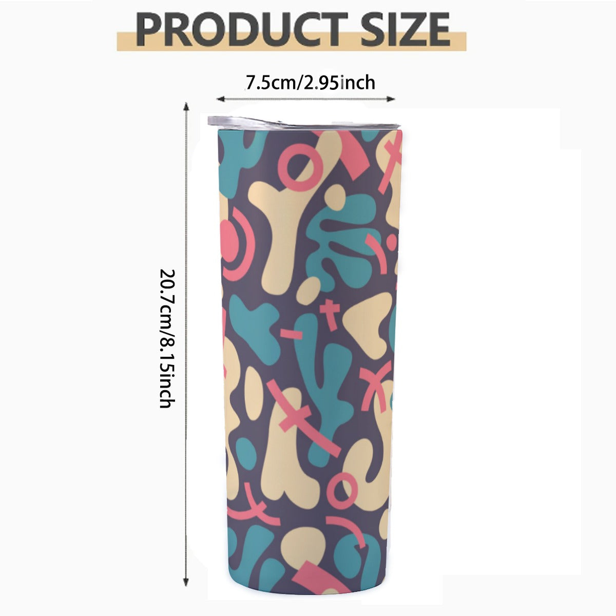 Abstract Retro Shapes Pattern - Custom 20OZ Straight Cup With Sliding Lid