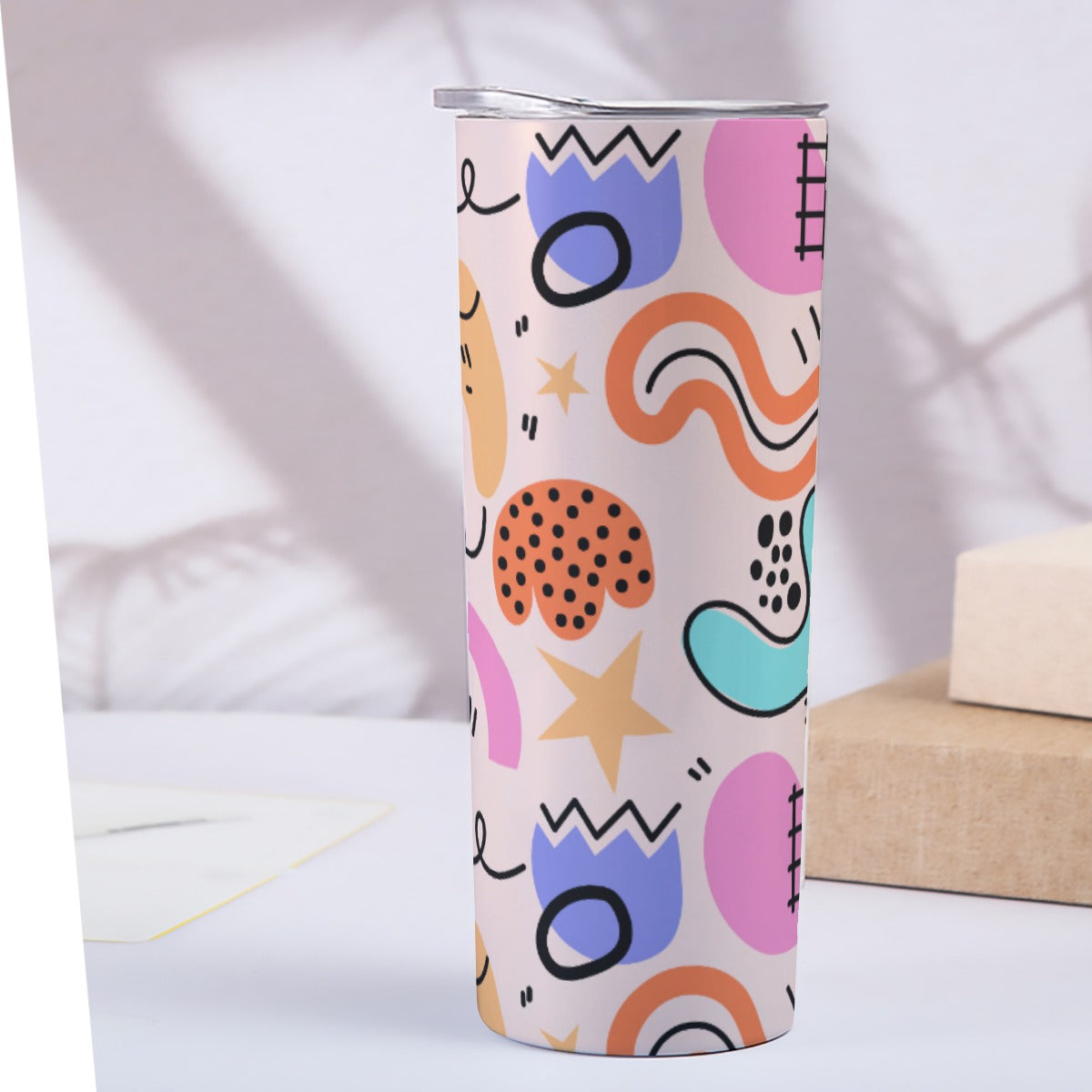 Playful Abstract Doodle Art Pattern - Custom 20OZ Straight Cup With Sliding Lid