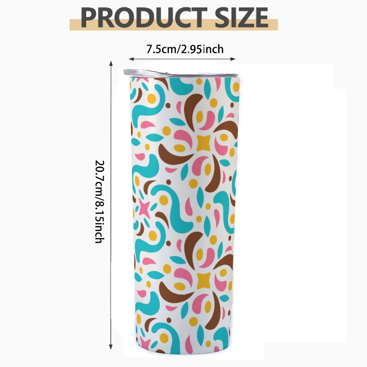Cheerful Confetti Dance Pattern - Custom 20OZ Straight Cup With Sliding Lid