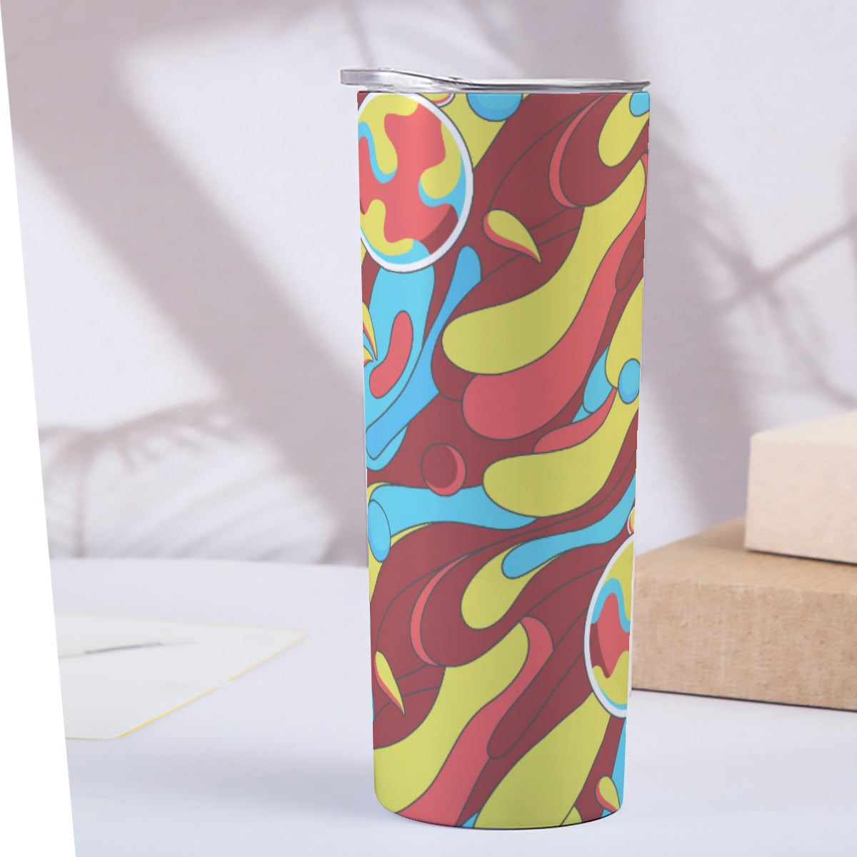 Groovy Waves Lava Lamp Pattern - Custom 20OZ Straight Cup With Sliding Lid