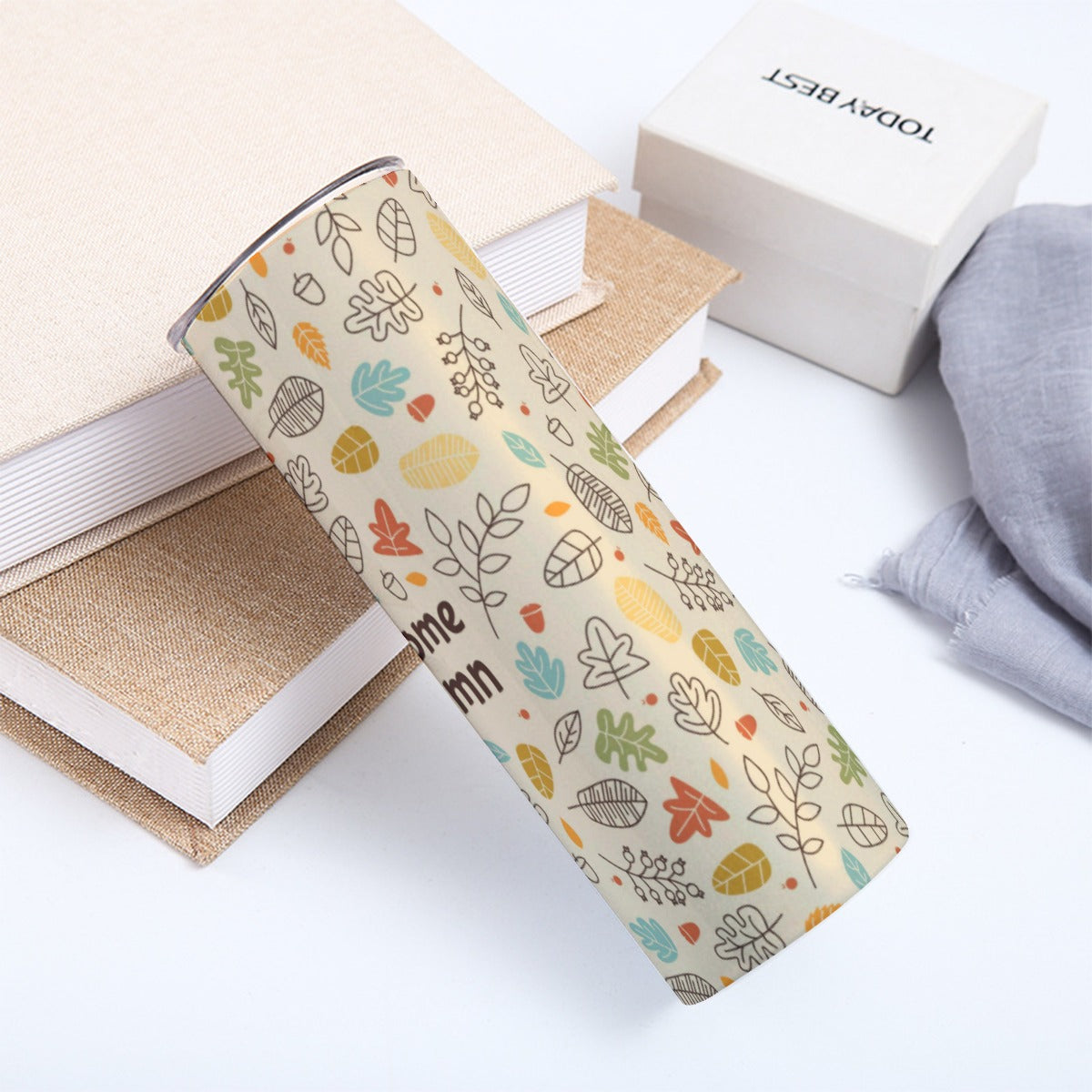Welcome Autumn Leaves Pattern - Custom 20OZ Straight Cup With Sliding Lid