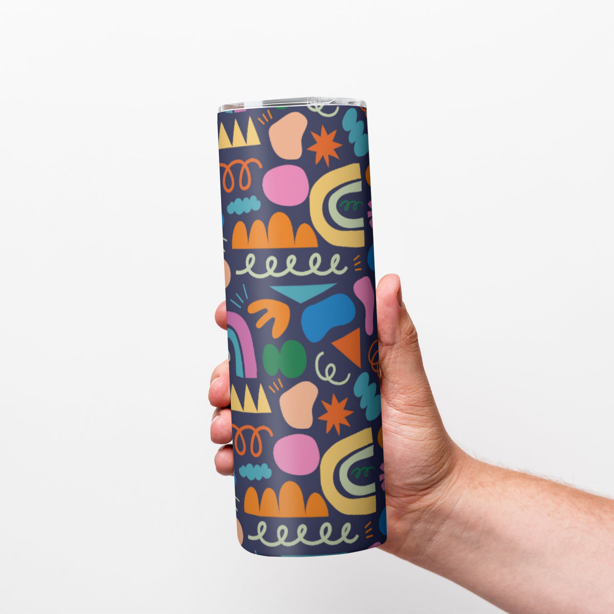 Whimsical Shapes Pattern - Custom 20OZ Straight Cup With Sliding Lid