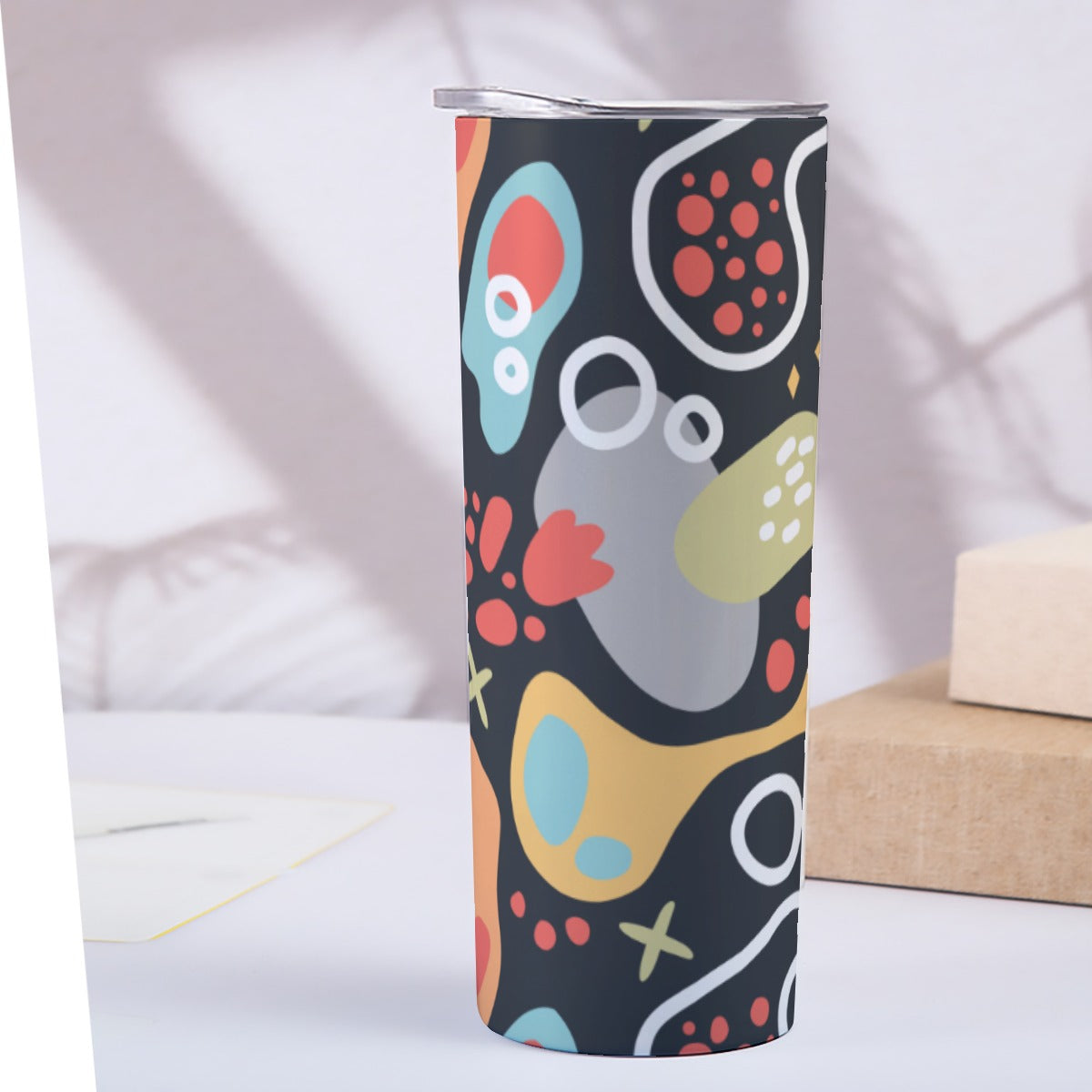 Modern Abstract Organic Pattern - Custom 20OZ Straight Cup With Sliding Lid