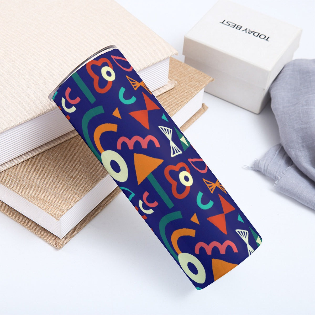 Nineties Geometric Fun Shapes - Custom 20OZ Straight Cup With Sliding Lid