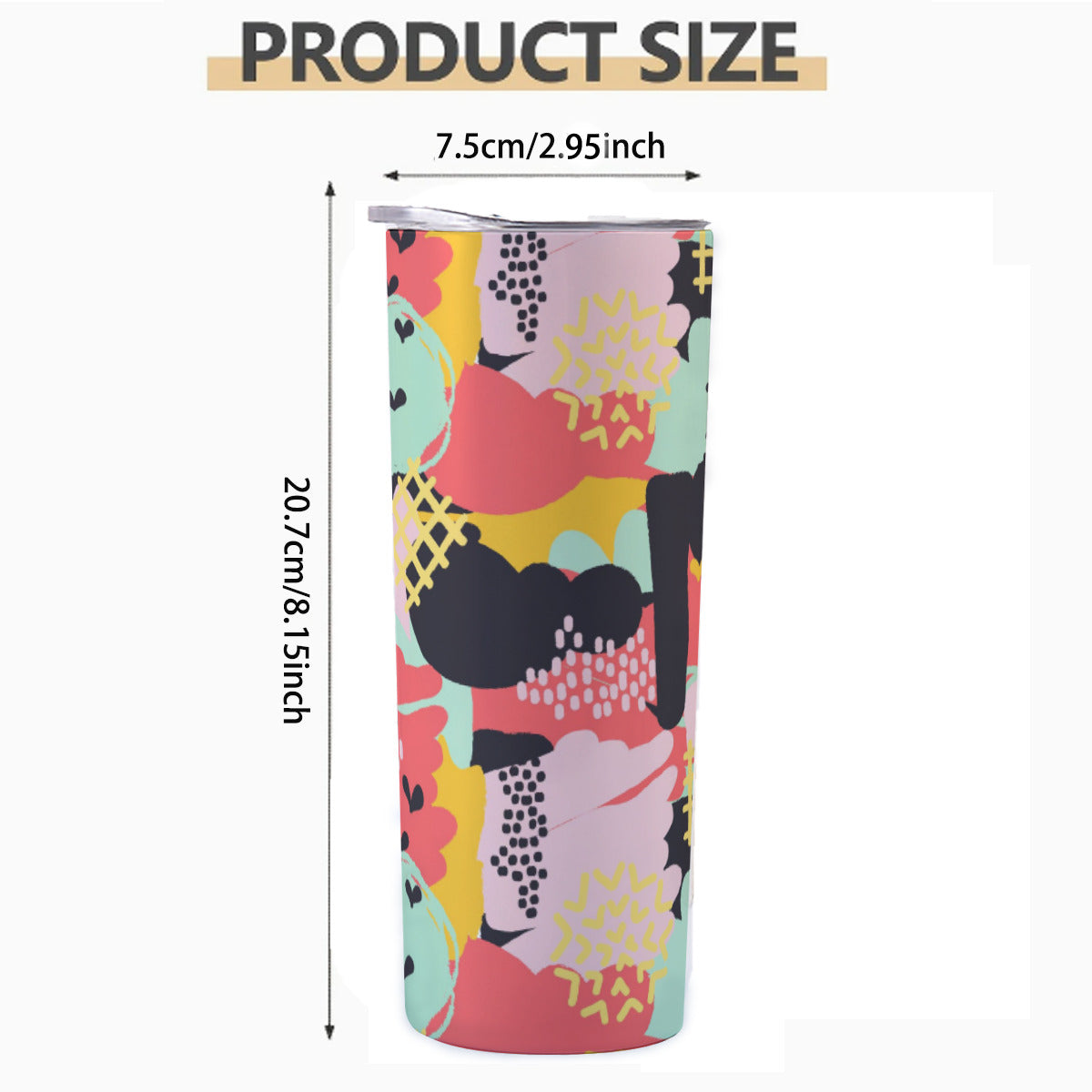 Mixed Media Collage Pattern - Custom 20OZ Straight Cup With Sliding Lid