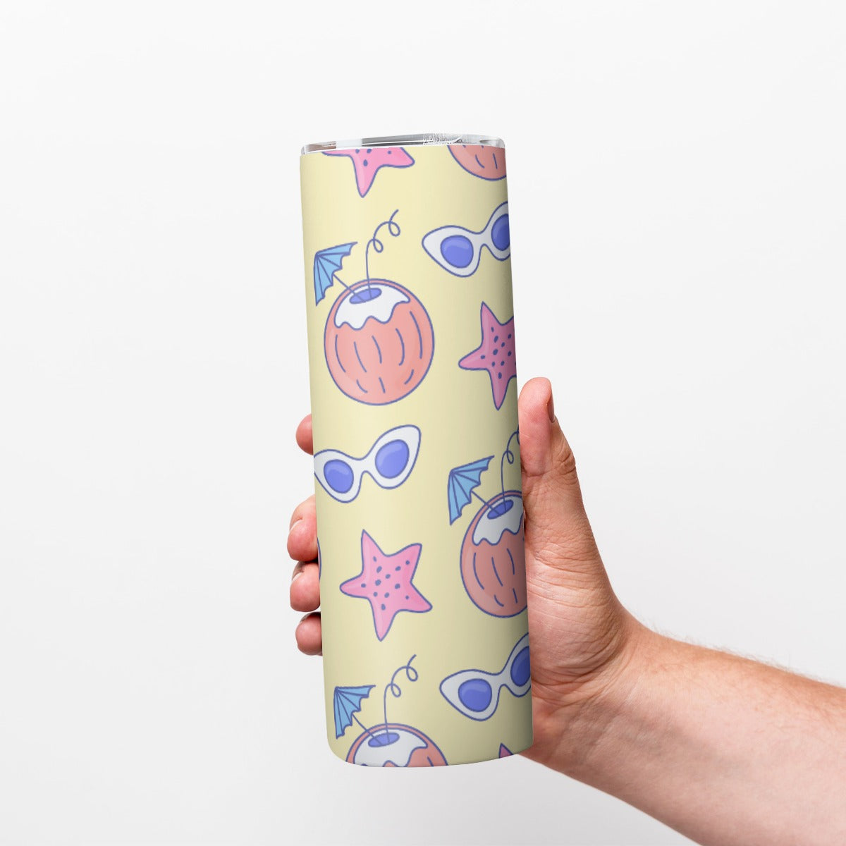 Sunny Beach Vacation Pattern - Custom 20OZ Straight Cup With Sliding Lid