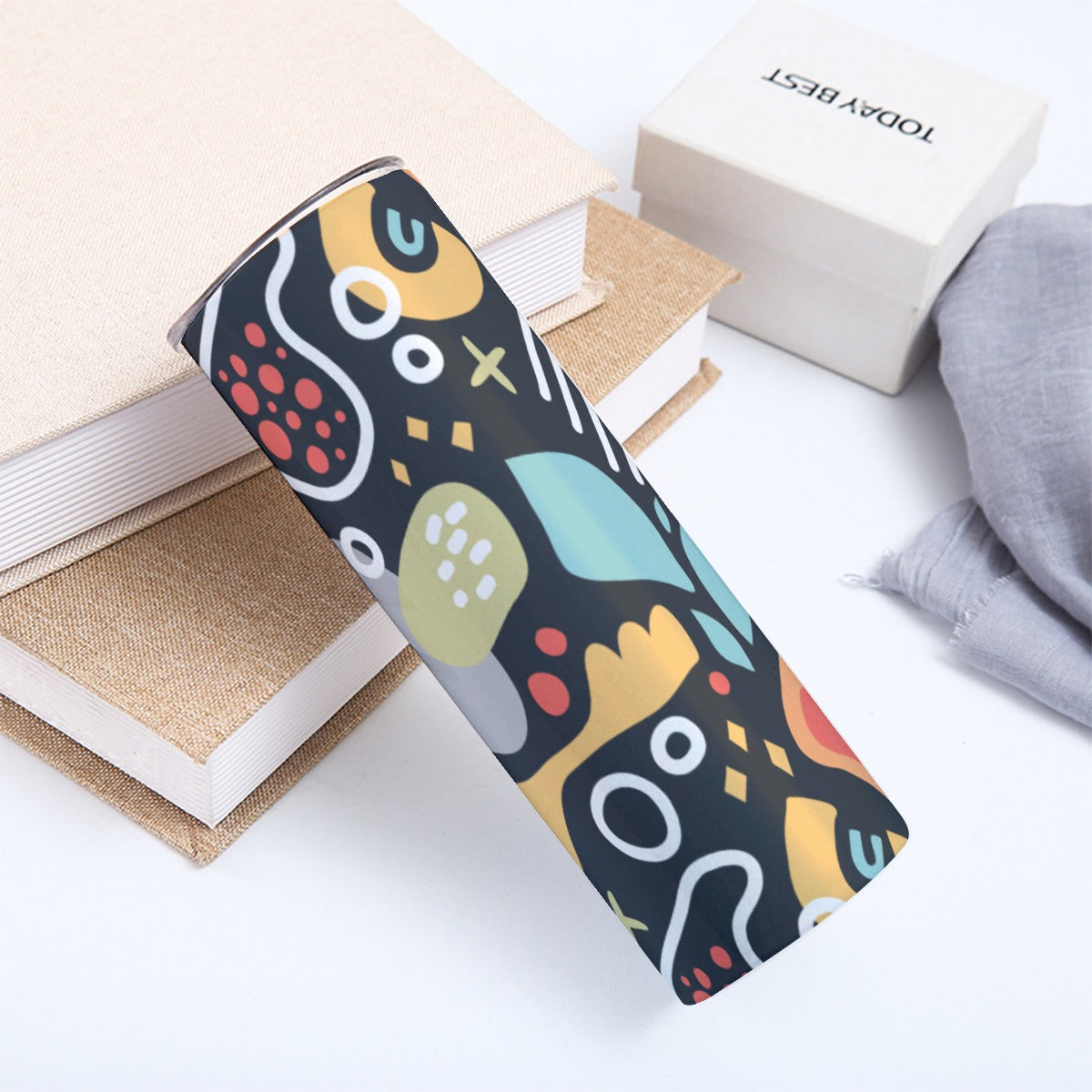 Modern Abstract Organic Pattern - Custom 20OZ Straight Cup With Sliding Lid