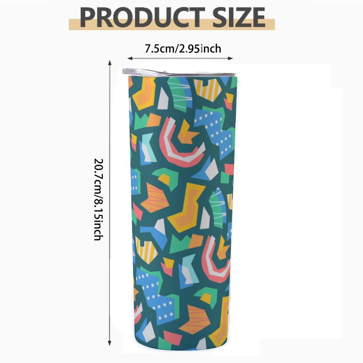 Colorful Stained Glass Mosaic - Custom 20OZ Straight Cup With Sliding Lid