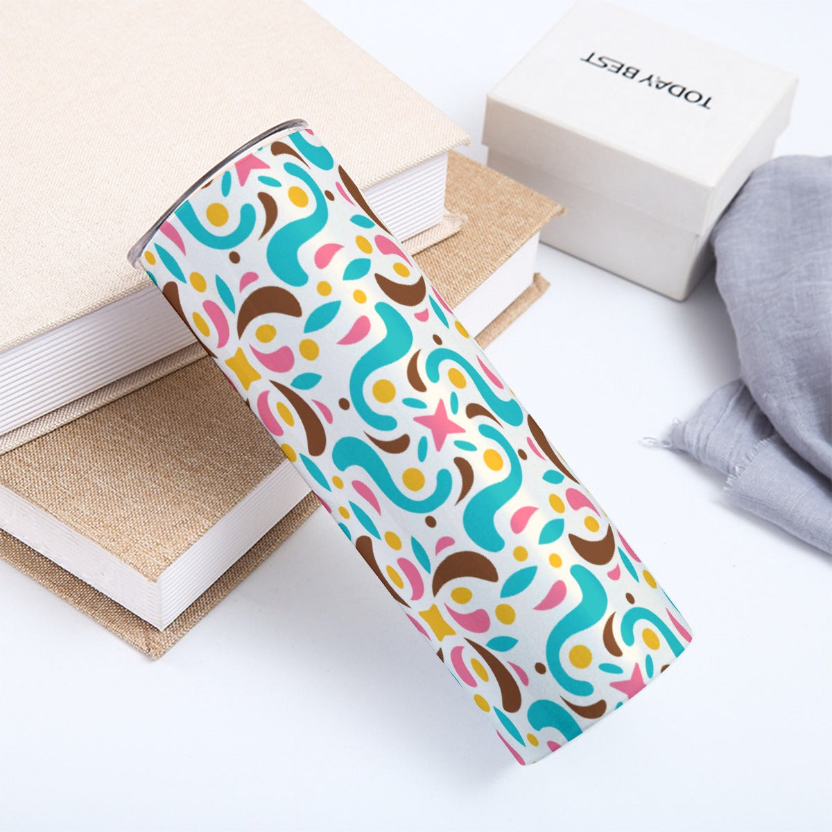 Cheerful Confetti Dance Pattern - Custom 20OZ Straight Cup With Sliding Lid
