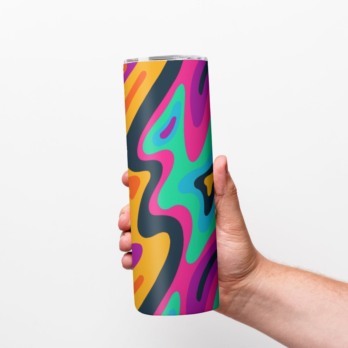 Vibrant Liquid Marble Swirl Pattern - Custom 20OZ Straight Cup With Sliding Lid