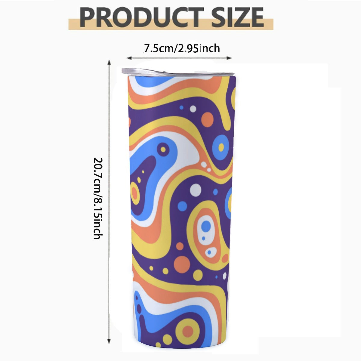 Colorful Tribal Wave Pattern - Custom 20OZ Straight Cup With Sliding Lid