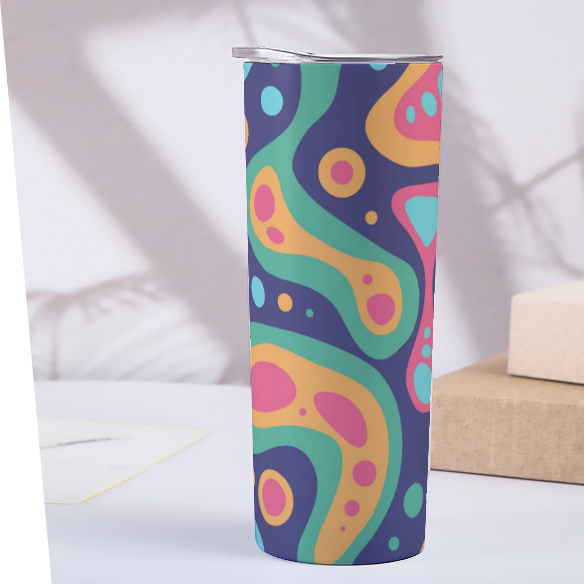 Organic Flowing Blob Shapes Pattern - Custom 20OZ Straight Cup With Sliding Lid