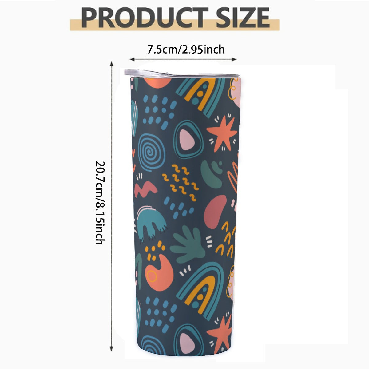 Dark Abstract Nature Motifs Pattern - Custom 20OZ Straight Cup With Sliding Lid