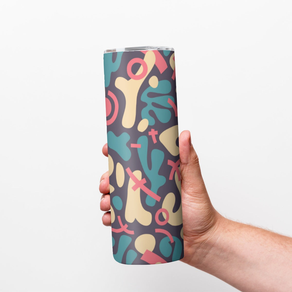 Abstract Retro Shapes Pattern - Custom 20OZ Straight Cup With Sliding Lid