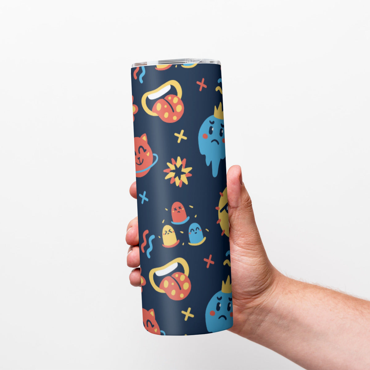 Cute Cartoon Faces Scatter Pattern - Custom 20OZ Straight Cup With Sliding Lid